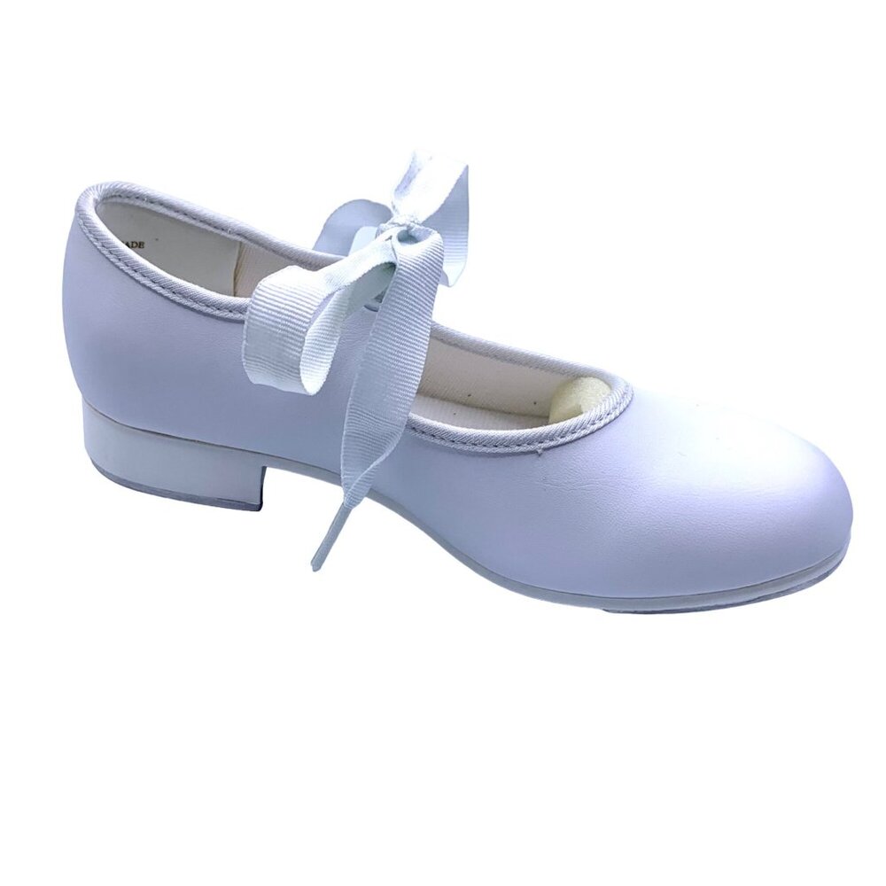 Bloch White Mary Jane Tyette Student Tap Shoes Child Size 2 Dance Recital - Picture 5 of 9